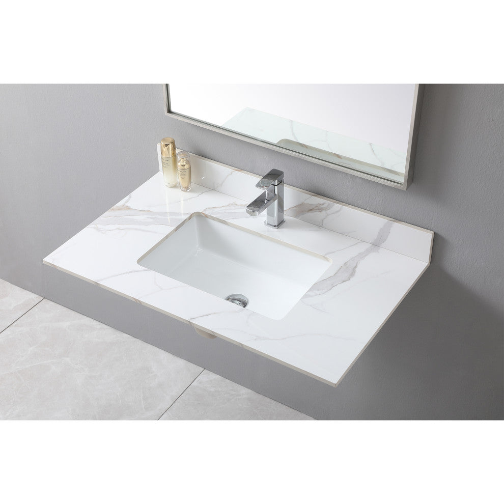 31"/ 37"/ 43" Carrara Gold Engineered Stone Bath Vanity Top, 37"