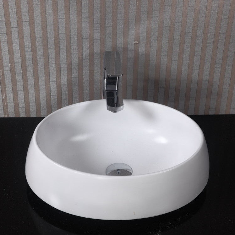 ADM Oval Countertop Vessel Sink, White, 18", Matte White