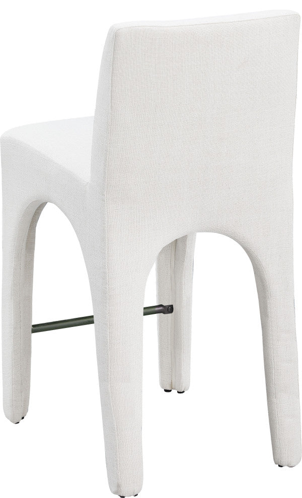Gramercy Linen Textured Fabric Stool, Cream