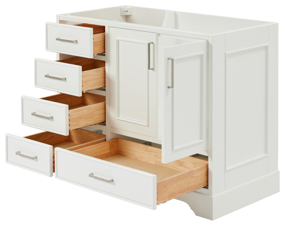 Ariel Stafford 42" Single Right Offset Sink Bathroom Vanity Base, White