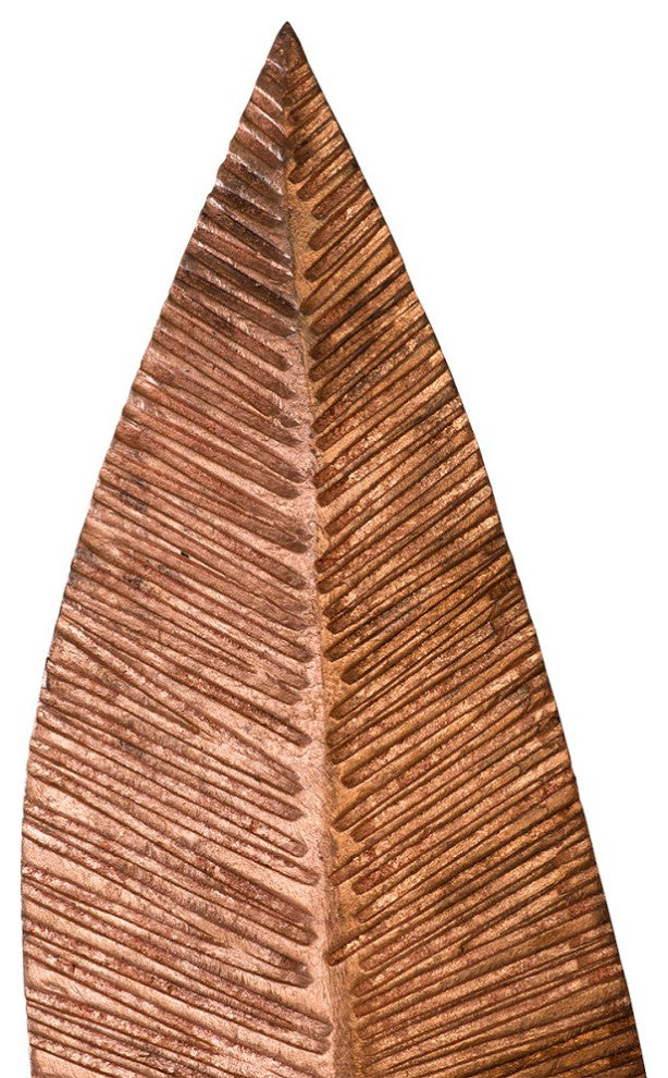 Carved Leaf on Stand, Copper Leaf, Medium
