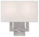 Wall Sconce with Handcrafted Off-White Fabric Hardback Shade, Brushed Nickel