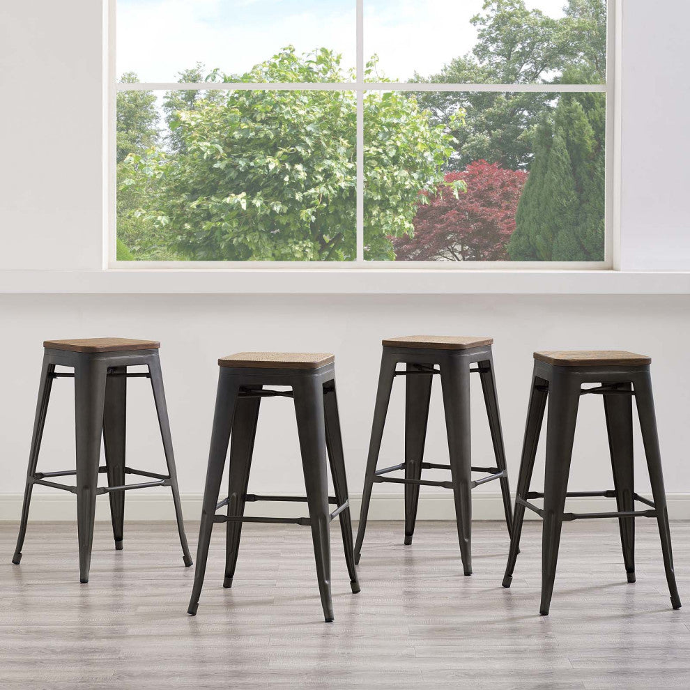 Promenade Bar Stool Set of 4 Brown