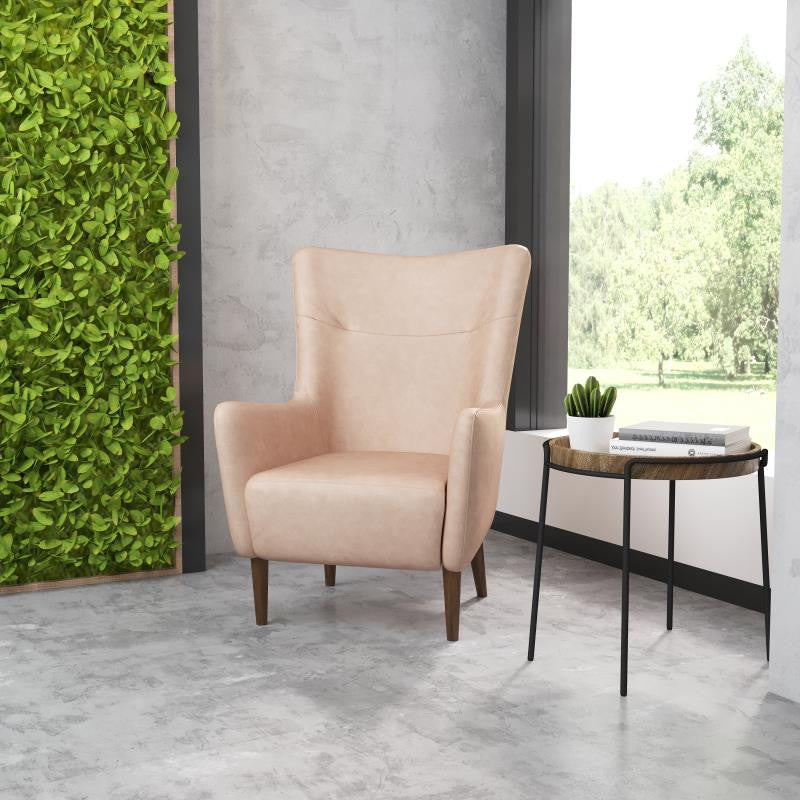 Connor Traditional Wingback Accent Chair, Light Brown