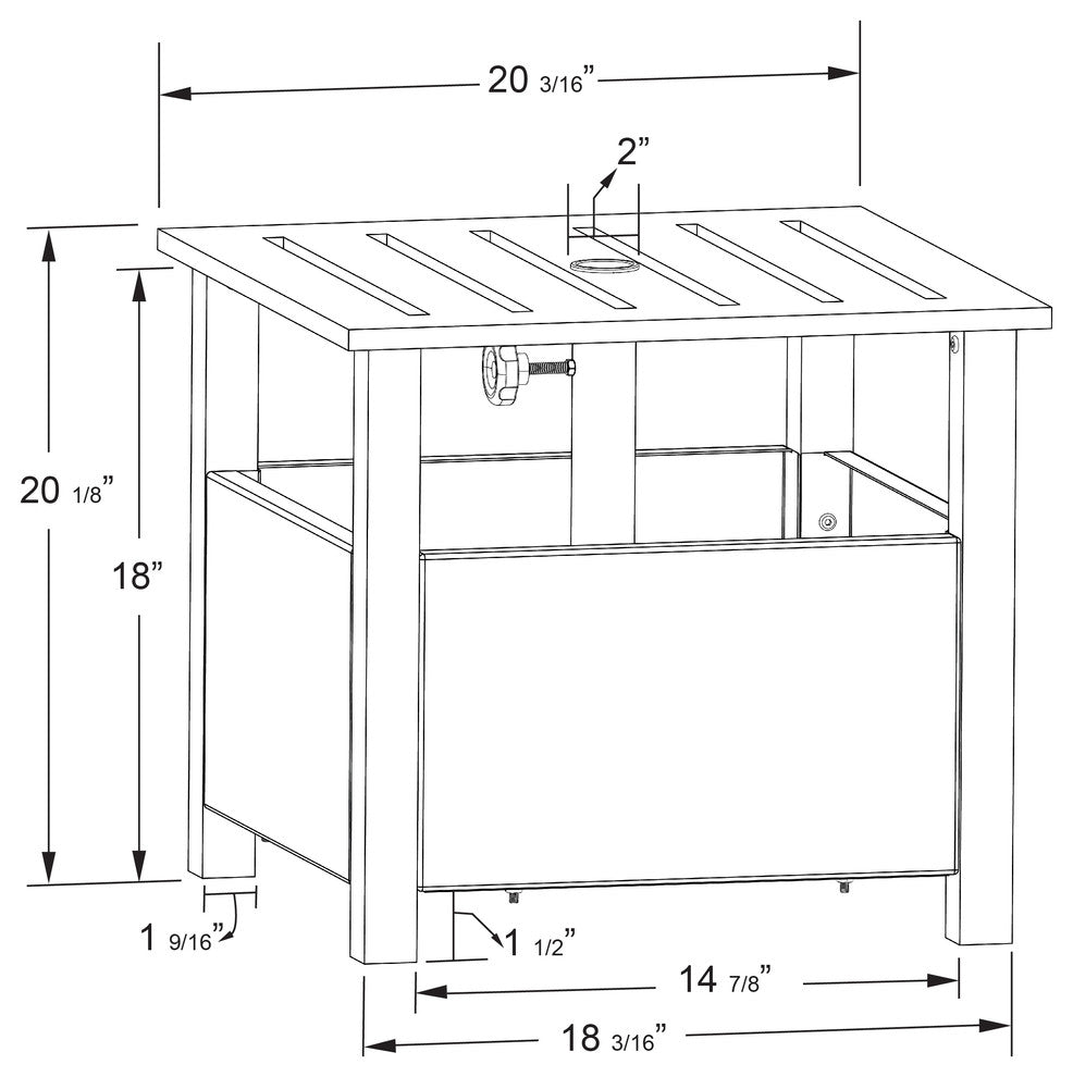 Sunmaster Aluminum Square Side Table With Umbrella Stand, Bronze