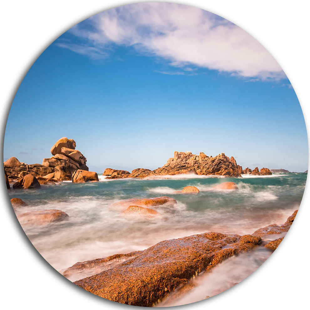 Atlantic Ocean Cost In Brittany, Photo Disc Metal Wall Art, 23"