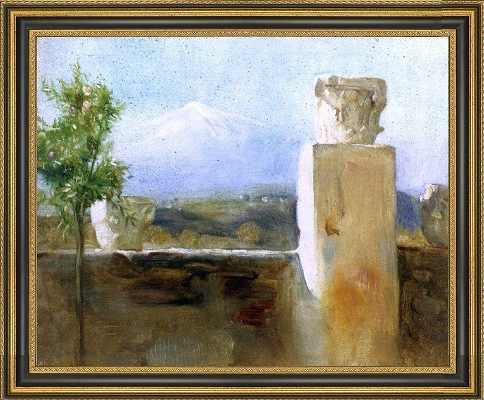Arthur Hacker Mount Etna from TaorminaFramed Premium Canvas Print, 16"x20"