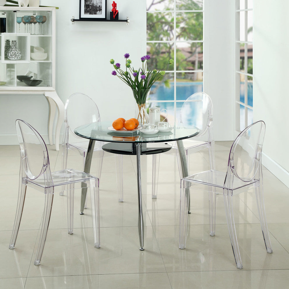 Modern Contemporary Kitchen Dining Side Chair Clear, Outdoor or Indoor