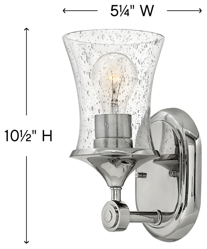 Hinkley Thistledown Medium Single Light Vanity, Polished Nickel