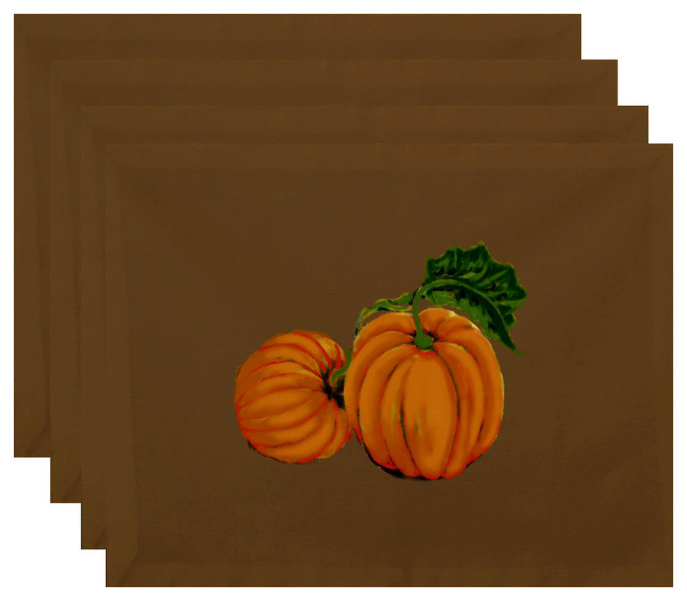 18x14" Pumpkin Patch, Holiday Print Placemat, Orange, Set of 4