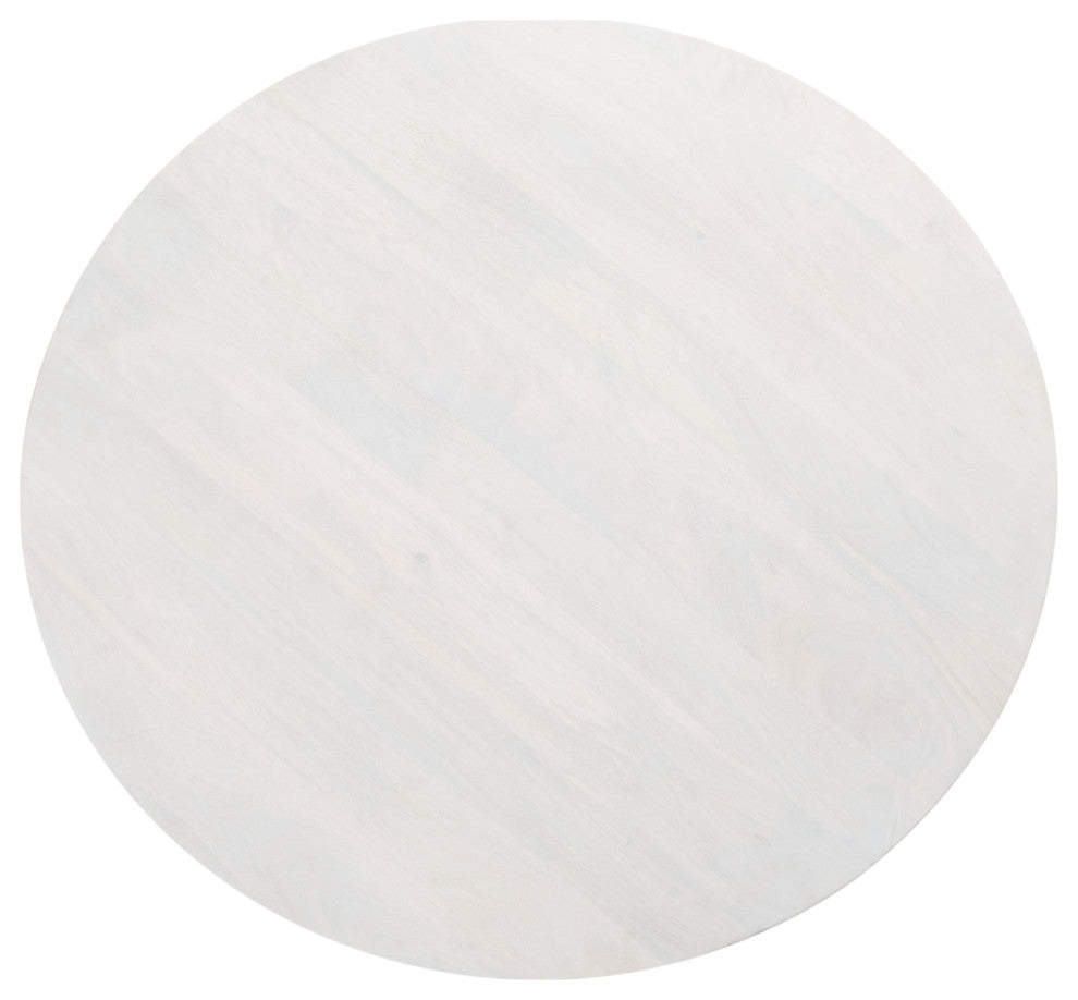 Safavieh Couture Gabribella Round Wood Coffee Table, White Washed