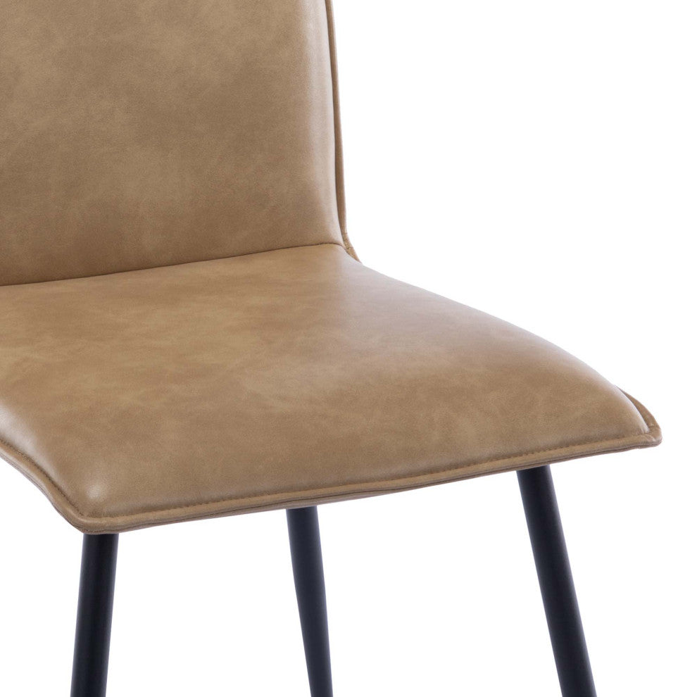 Set of 4 Minimalist Faux Leather Side Chairs for Dining Room, Cream