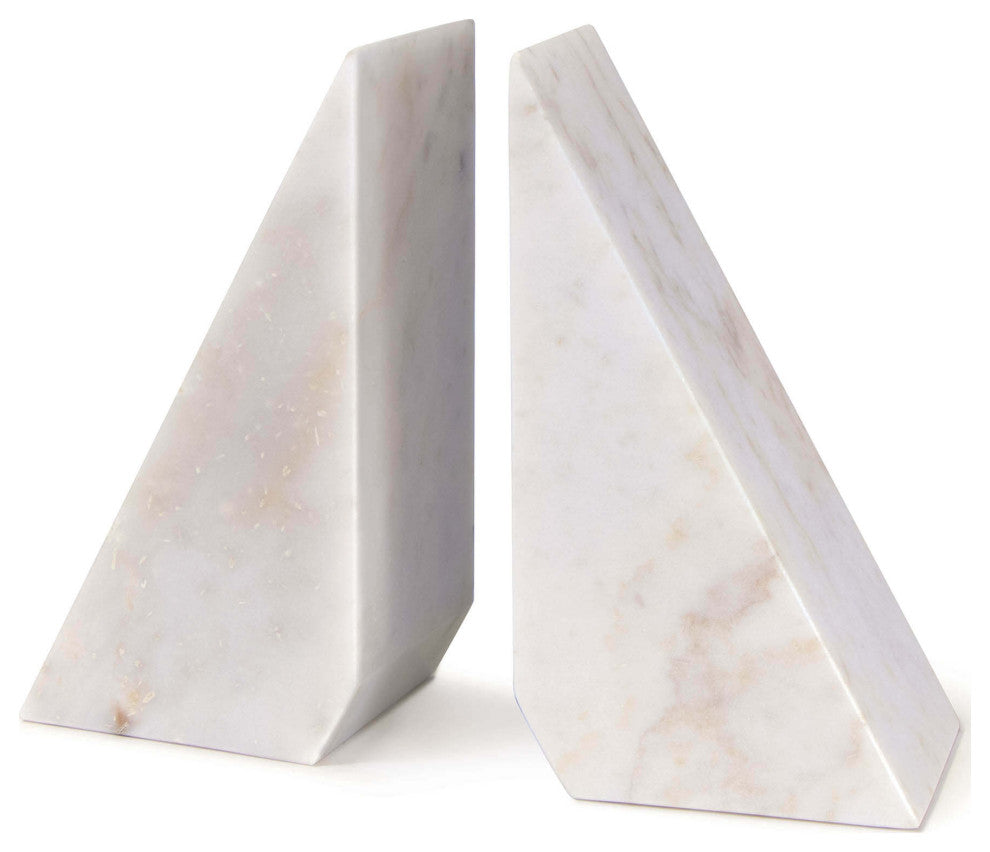 Othello Marble Bookends, White