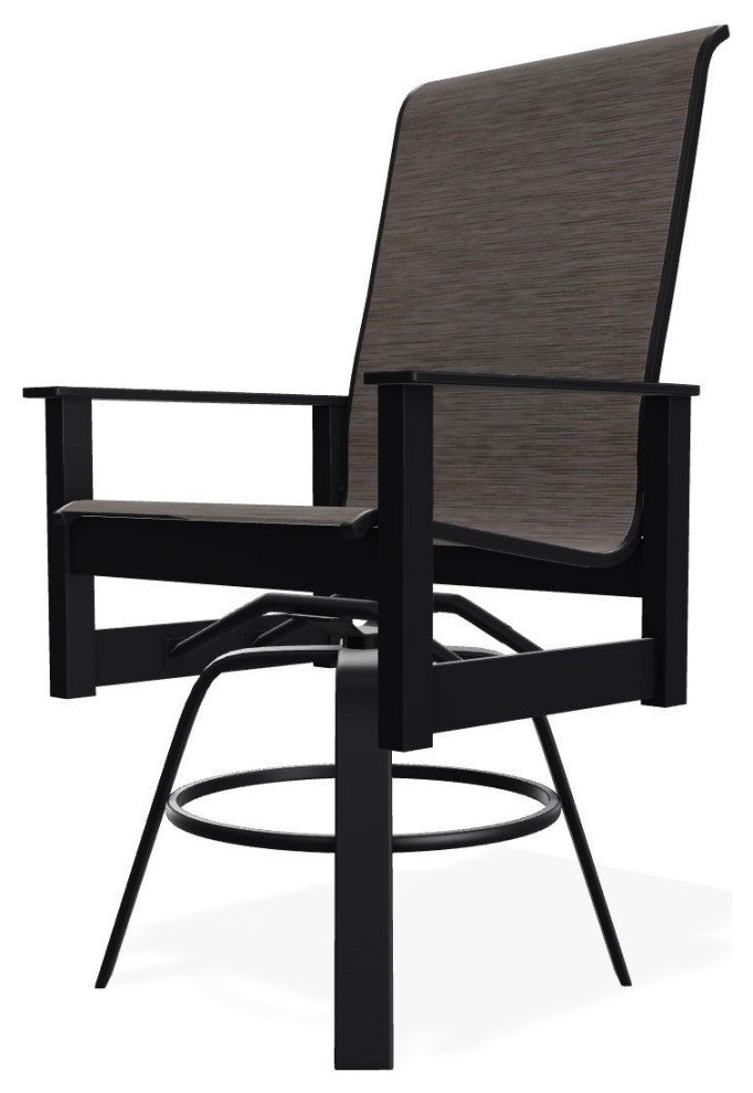 Leeward Sling Balcony Height Outdoor Swivel Armchair, James/Black