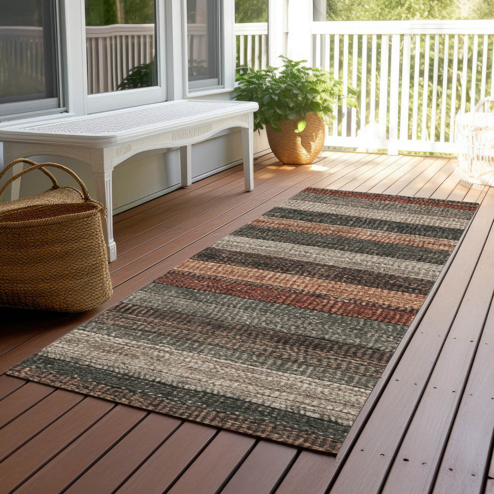 Machine Washable Indoor/Outdoor Chantille ACN1865 Orange 2'3" x 7'6" Runner Rug