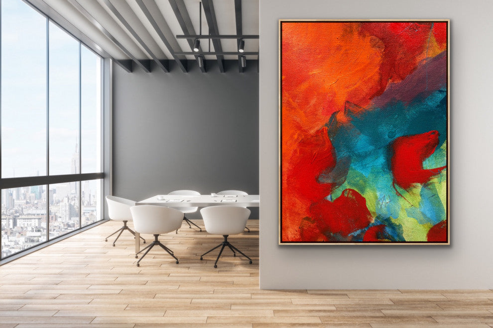 60x72 Original Large Red Orange Abstract FrameArt Modern Painting