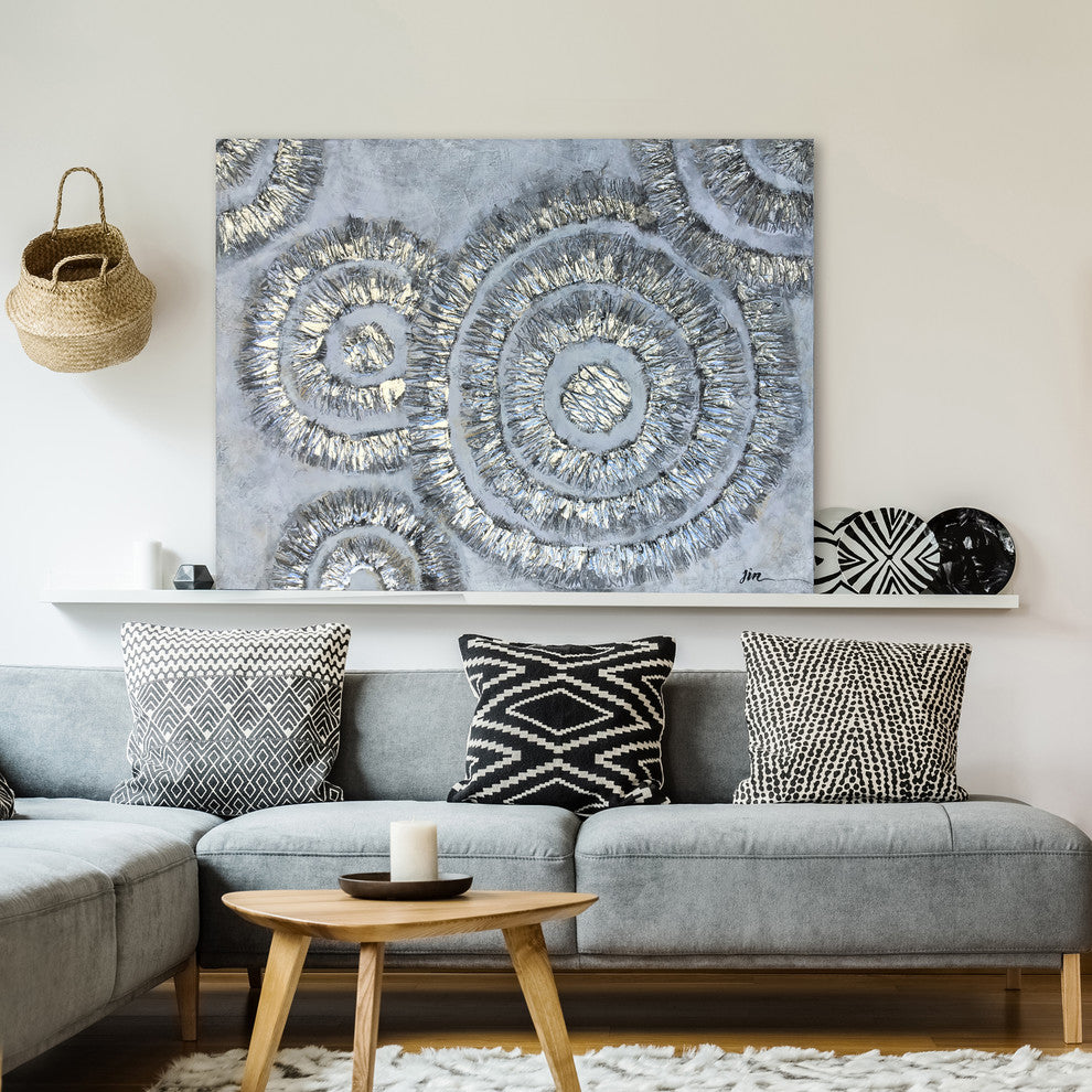 Original Abstract Art "Silver Brilliance" Hand Painted Canvas Wall Decor
