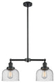 Large Bell 2-Light Chandelier, Oil Rubbed Bronze, Glass: Seedy