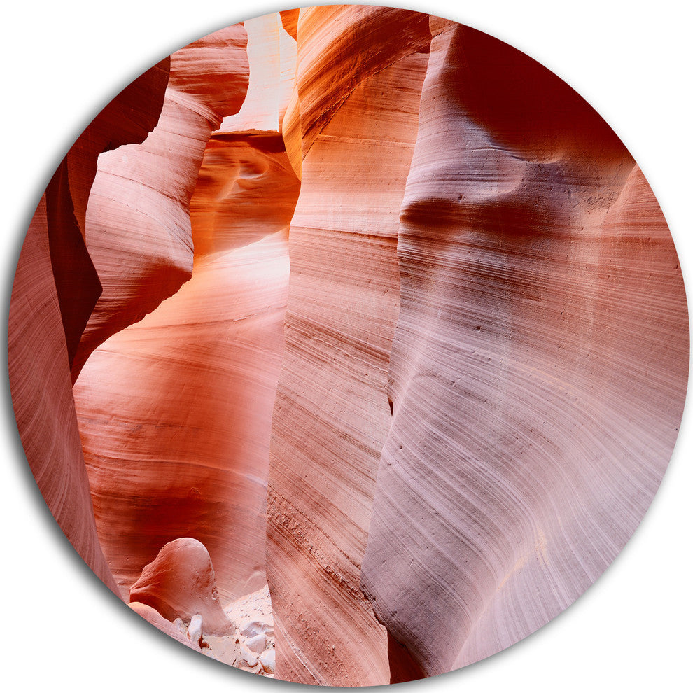 Sun Rays In Antelope Canyon, Landscape Photo Round Metal Wall Art, 38"