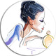 Woman With Bottle Of Perfume, Digital Round Wall Art, 23"