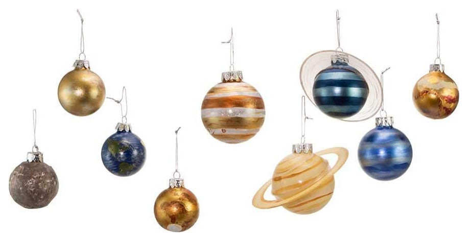 Kurt Adler 50-70MM Noble Gems Planet Solar System 9-Piece Set