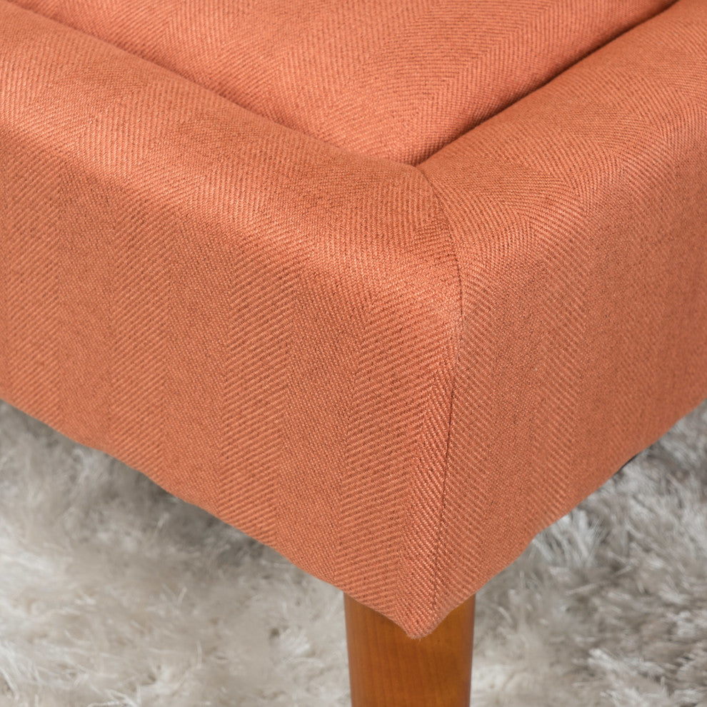 GDF Studio Pyram Mid Century Modern Ottoman Bench, Orange