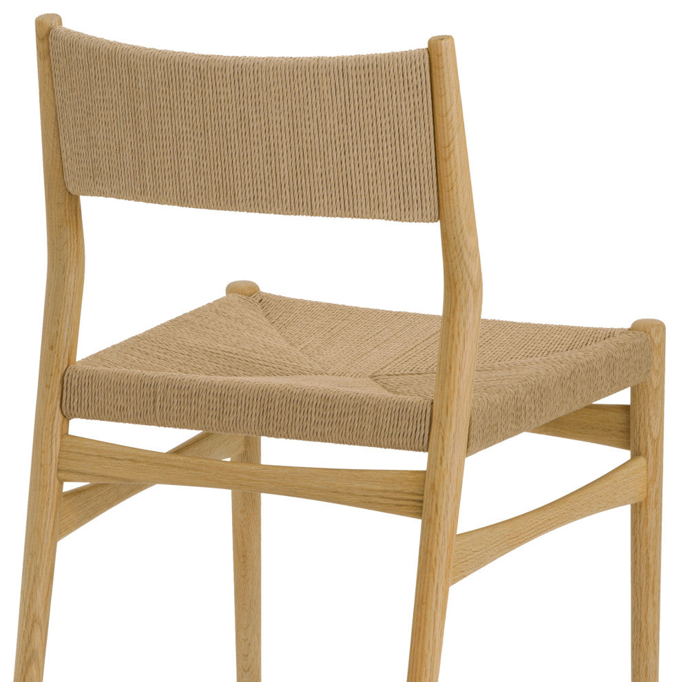 Erie, Woven Paper Cord and Oak Wood, Dining Chairs, 18", Set of 2