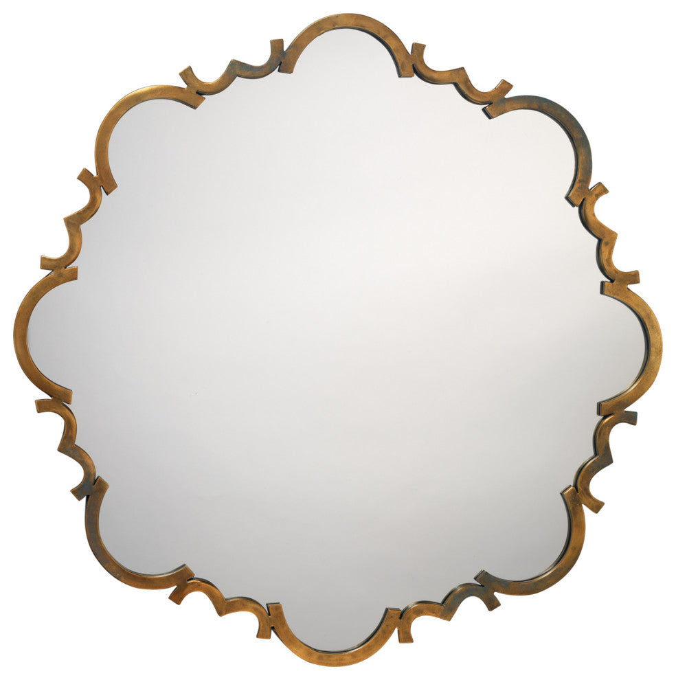 Saint Albans Steel Mirror, Antique Brass