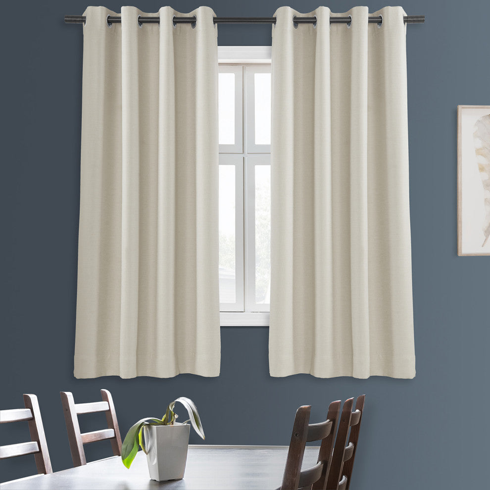 Oat Cream Bellino Grommet Blackout Room Darkening Curtain Single Panel, 50"x63"