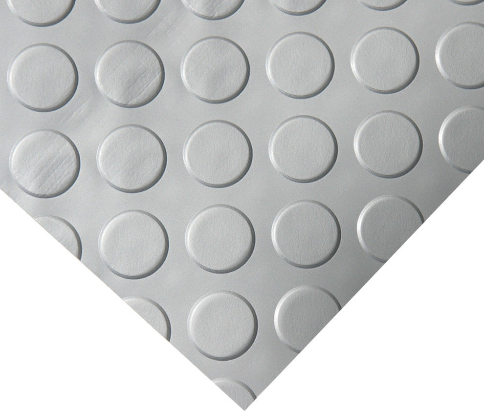 Rubber-Cal Coin-Grip Metallic PVC Flooring, Silver, 2.5mm, 4'x25'