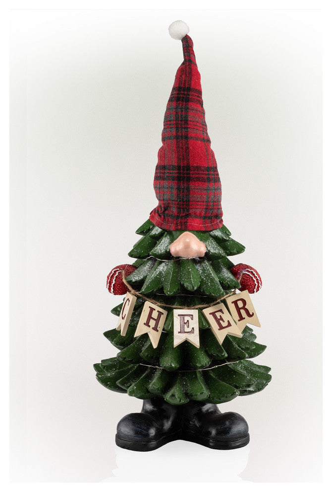Christmas Tree "Cheer" Gnome Decoration with Color Changing LED Lights