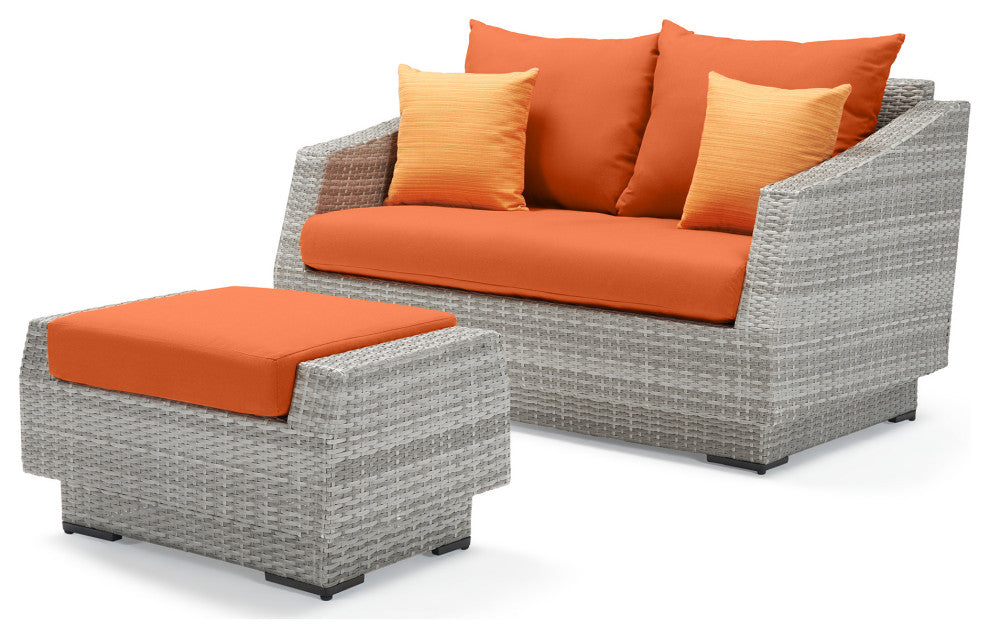 Cannes 6 Piece Sunbrella Outdoor Love and Motion Club Seating Set, Tikka Orange