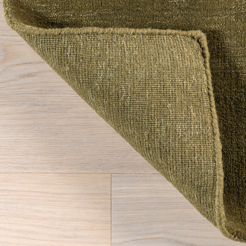 Arrel Speckled Wool-Blend Area Rug, Verdant Green 6' x 6'