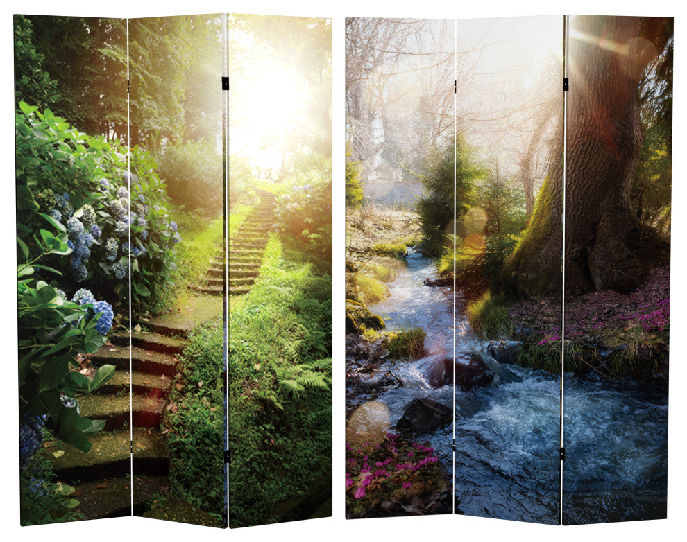 6' Tall Double Sided Stairway to Heaven Canvas Room Divider