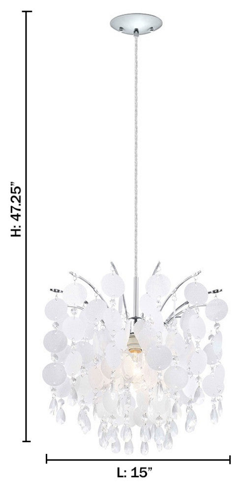 Fedra 1-Light Chandelier, Chrome, Glitter Glass and Clear Crystals