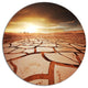 Drought Land Under Dark Skies, African Landscape Round Artwork, 23"