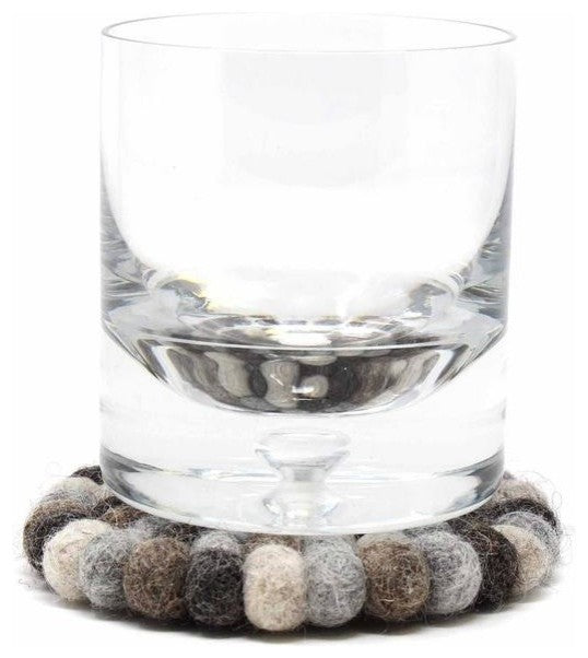 Felt Ball Coasters, Set of 4, Gray