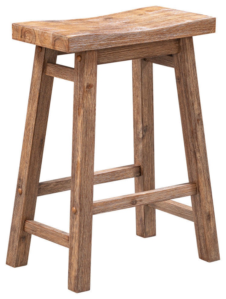 Sonoma Saddle Seat Counter Stool, Barnwood Wire-Brush, Counter Height, Set of 2