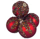 Set of 4 Red Glitter Sequin Beaded Shatterproof Christmas Ball Ornaments 3.25"