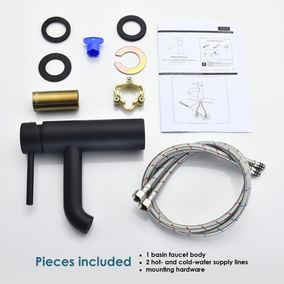 Tubize Single Hole Single-Handle Bathroom Faucet, Matte Black