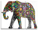 "Floral Cheerful Elephant" Digital Metal Wall Art, 3 Panels, 36"x28"