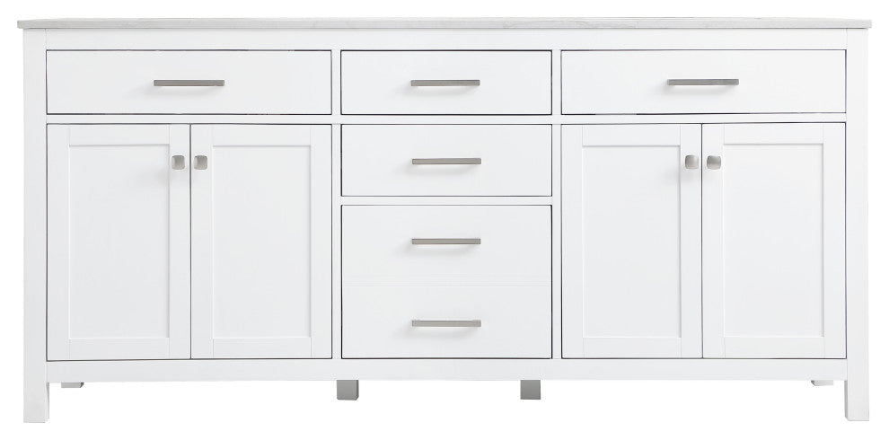 72" Double Bathroom Vanity, White