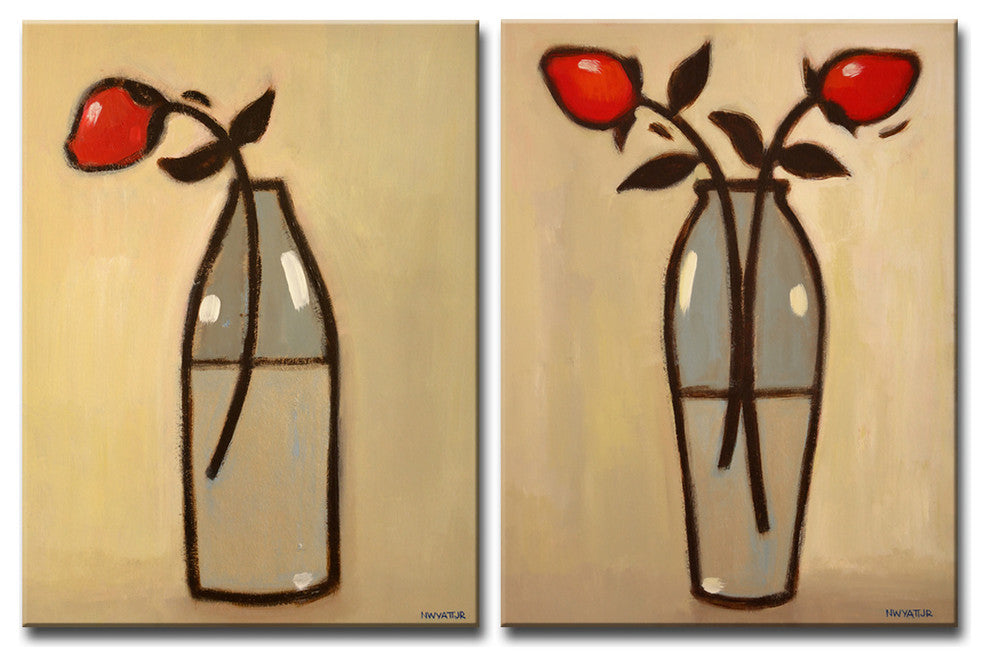Ready2Hang 2 Piece Canvas Set 'Minimalist Rose I/II' by Norman Wyatt, 40"x60"