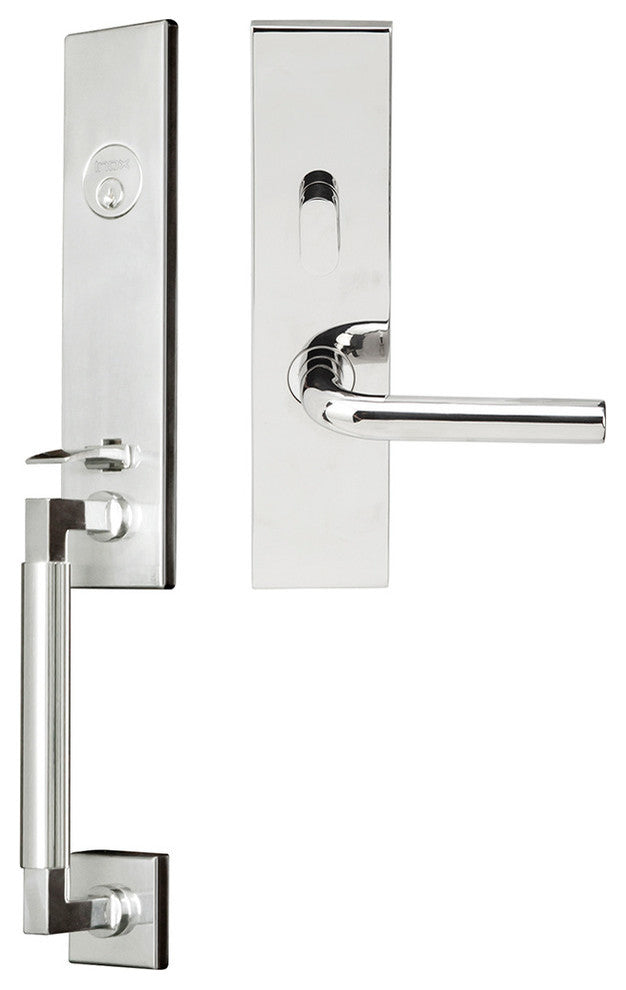 Cologne Lever, Mortise Entry Handleset, LHR, Polished Stainless Steel