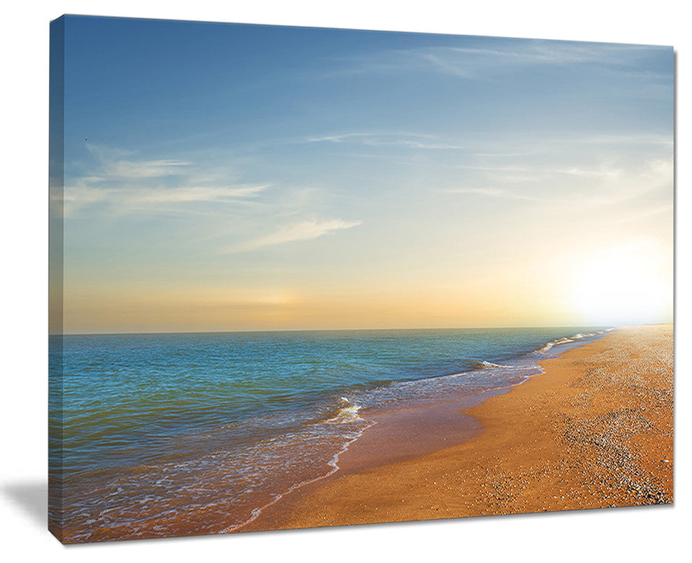 "Quiet Evening Blue Beach" Seashore Canvas Print, 20"x12"