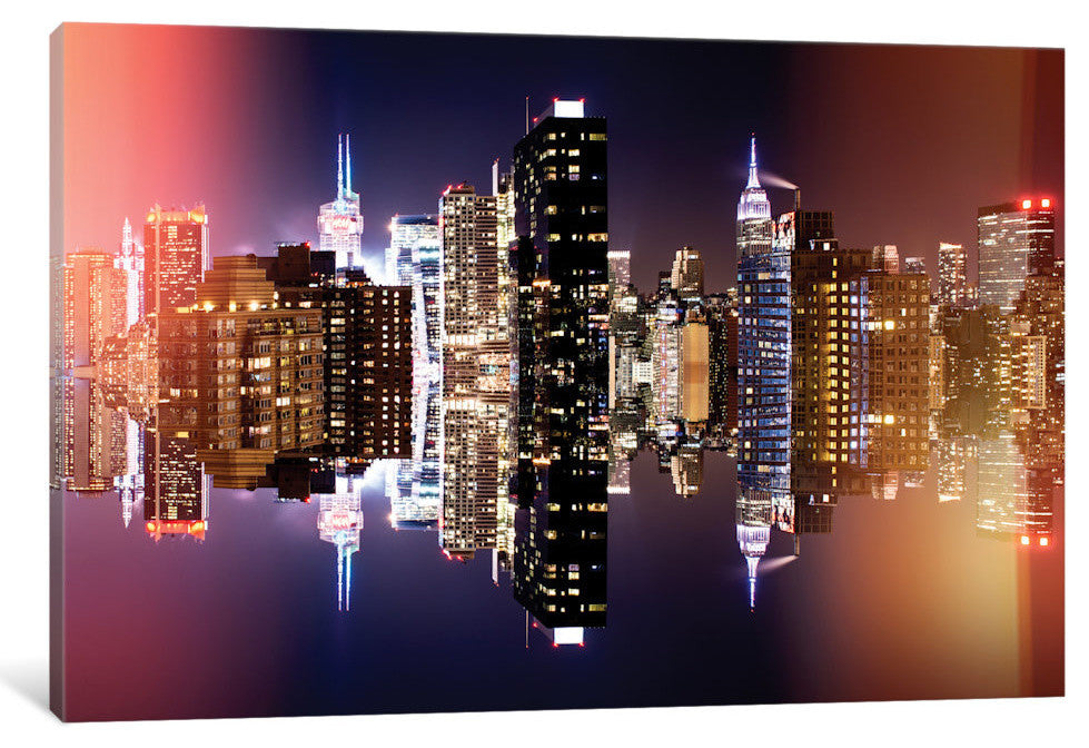 "Double Sided Manhattan Skyline Colors Night" by Philippe Hugonnard, 40x26x1.5