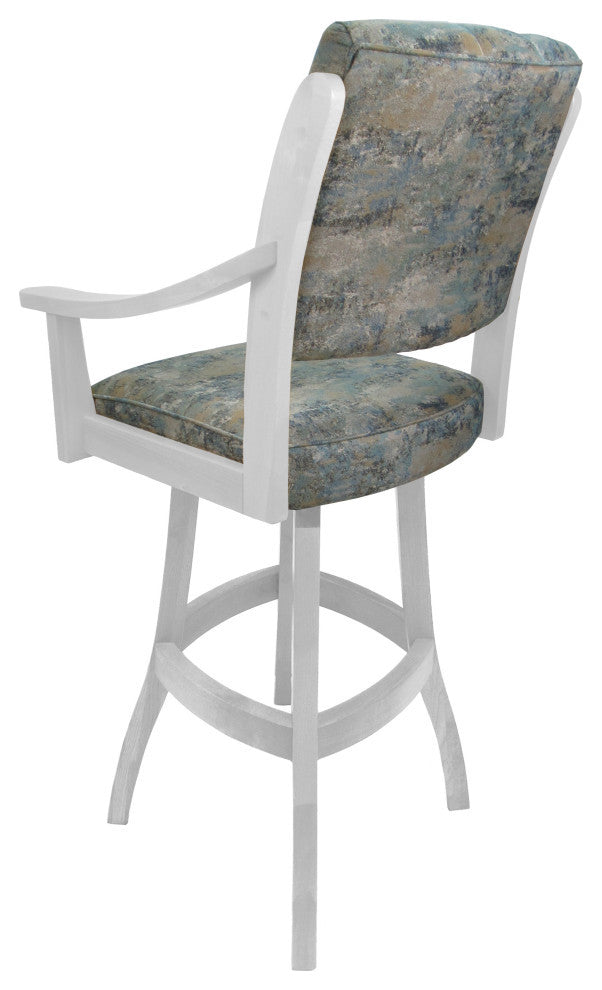 Swivel Counter Wood Bar Stool Casa on S-Base, Poet Sky on White, 34"