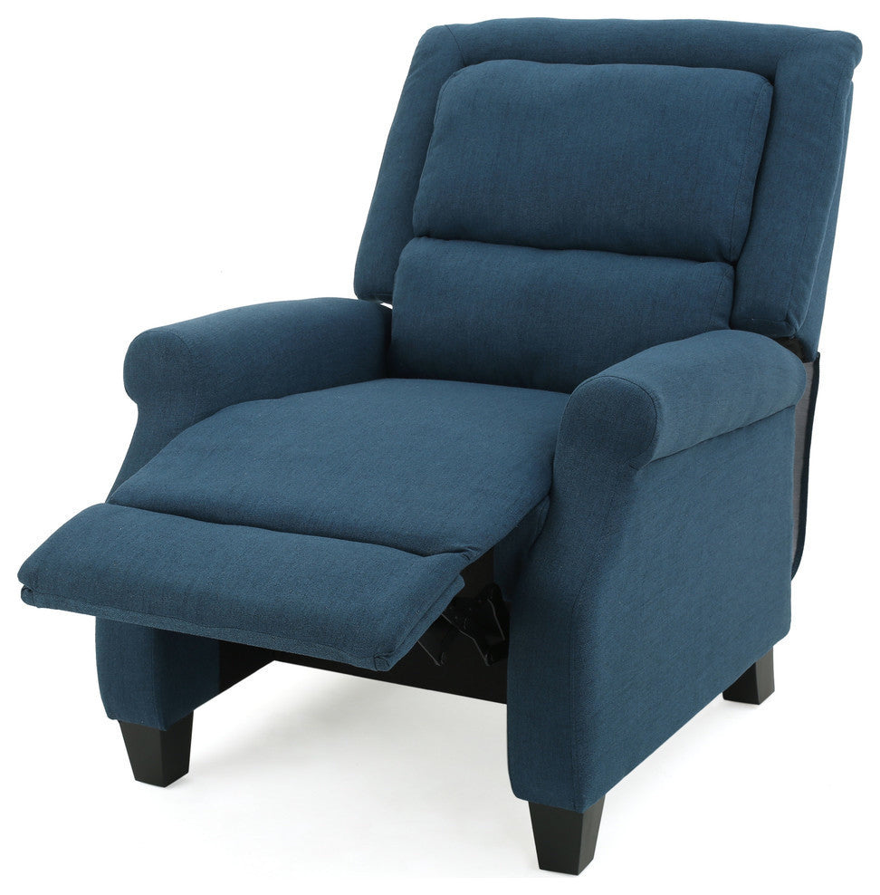 GDF Studio Monica Dark Blue Fabric Recliner