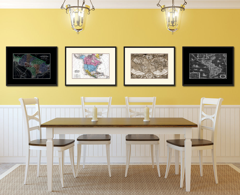 Washington Dc Vintage Vivid Color Map Canvas, 16"x21"