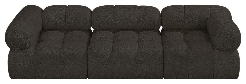 Ames Boucle Fabric Modular Sofa, Brown, 3-Piece: 1 Armless Chair, 2 Corner Chair